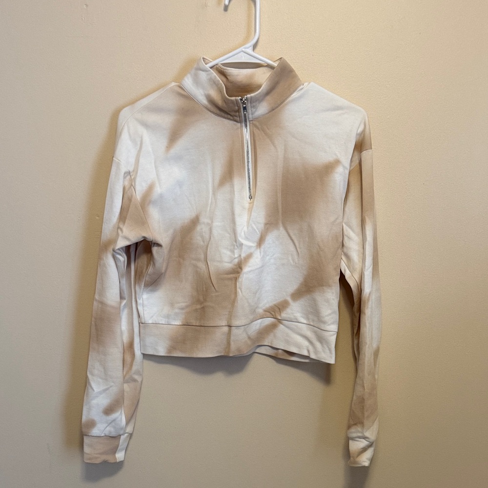 Gianni Bini Cream Half-Zip Cropped Pullover